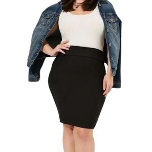 Torrid Black Knit Foldover Waist Pencil Skirt